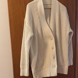 Lululemon Cream Ribbed Button-Front Women's Cardigan Sweater